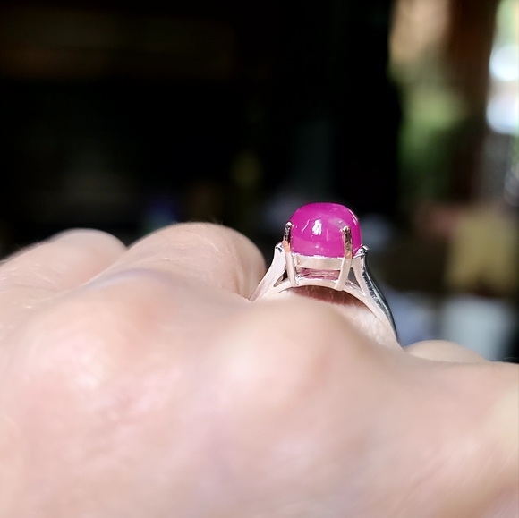Star Ruby Sterling & Gold solitaire ring sz7 - Picture 3 of 12